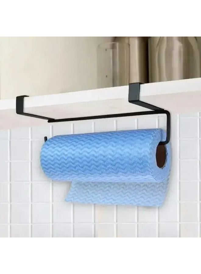 Black Wall Mounted Toilet Paper Roll Rack With Open Shelf Bathroom Kitchen Storage - Image 2